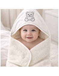Baby hooded towel Dolci Sogni in cream and ivory Made in Italy