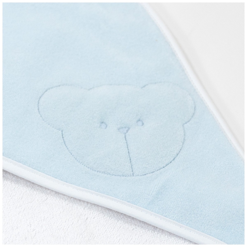 Accappatoio triangolo neonato 70x70 cm dettaglio ricamo cappuccio