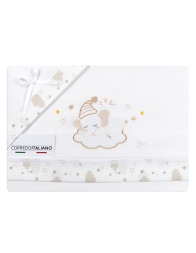 Cradle and stroller sheet set Elephant Mio Piccolo in embroidered cotton
