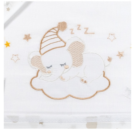 Cradle and stroller sheet set Elephant Mio Piccolo in embroidered cotton 2