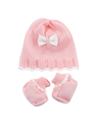 Baby girl first outing tricot layette set with decorative bows