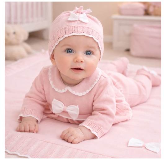 Set corredino prima uscita neonata in filo tricot - 3103A - Prime Emozioni 2