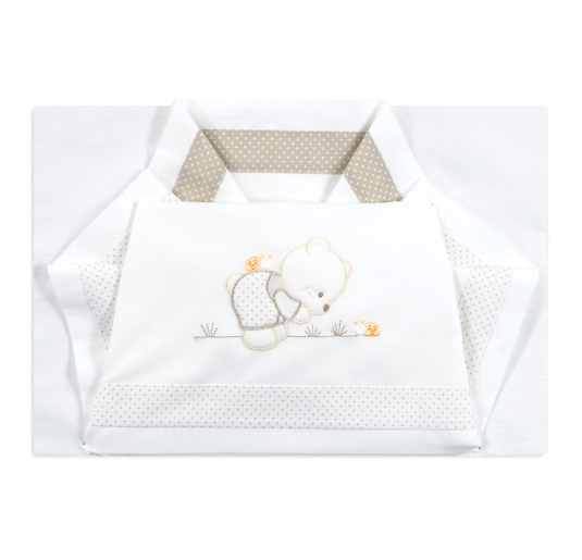 Set lenzuolino culletta e carrozzina La Fatina con orsetto ricamato