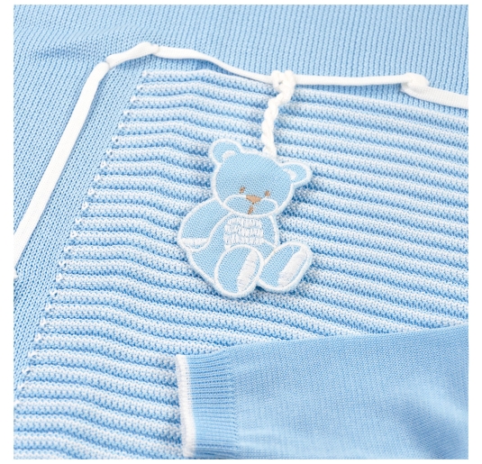 Set corredino prima uscita neonato in filo tricot Prime Emozioni completo azzurro 2
