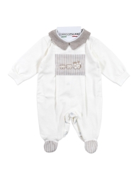 Tutina neonato con trenino ricamato in cotone jersey Birillini