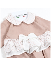 Tutina neonata cotone jersey Klaiadi intera con piedini, dettaglio elegante