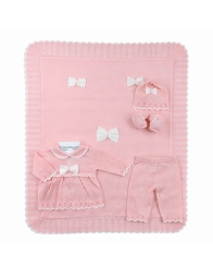 Set corredino prima uscita neonata in filo tricot - 3103A - Prime Emozioni