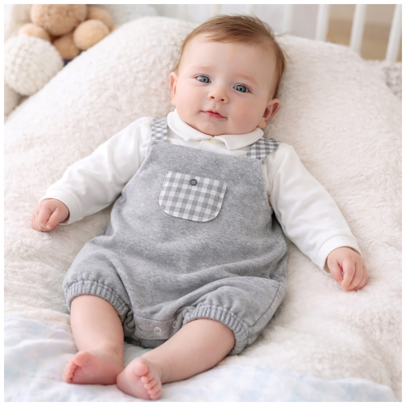 Baby chenille outfit two-piece with romper and long sleeve top