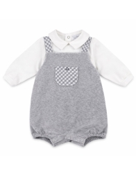 Baby chenille outfit with suspenders Made in Italy