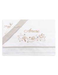 Pram and cradle sheet set for newborn with elegant embroidery