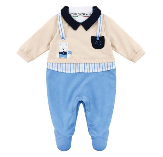 Tutina neonato in fresco cotone Pierre Cardin con colletto elegante