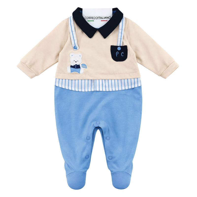 Newborn onesie in fresh cotton Pierre Cardin with elegant collar