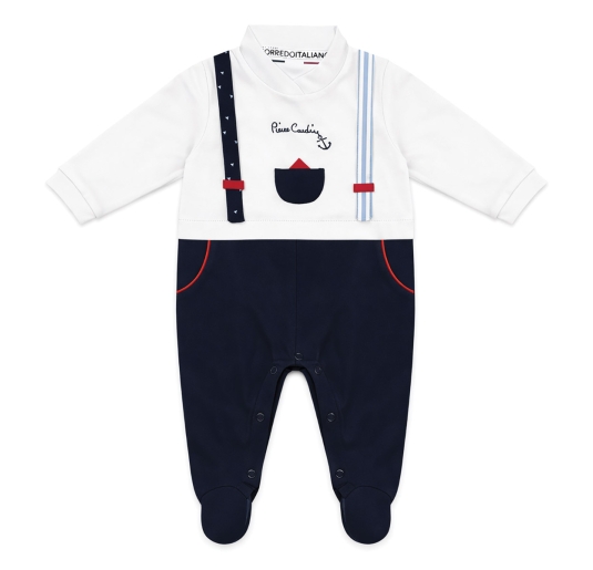 Tutina neonato in fresco cotone Pierre Cardin con piedini integrati