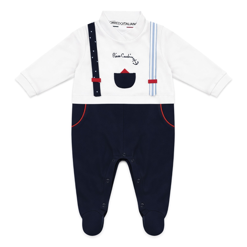 Newborn romper in fresh cotton Pierre Cardin with integrated footies