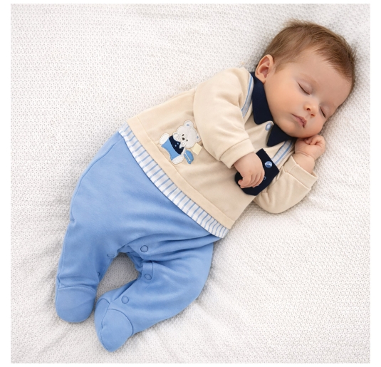 Tutina neonato in fresco cotone Pierre Cardin con colletto elegante 2