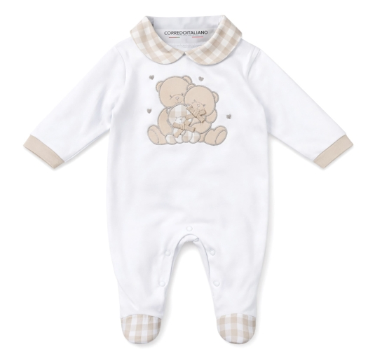 Tutina neonato in fresco cotone Les Jolies con ricamo orsetti