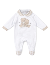 Newborn romper in fresh cotton Les Jolies with teddy embroidery
