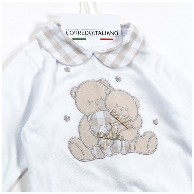 Elegant newborn romper Les Jolies with gingham collar