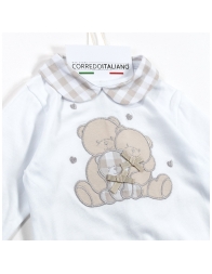 Elegant newborn romper Les Jolies with gingham collar