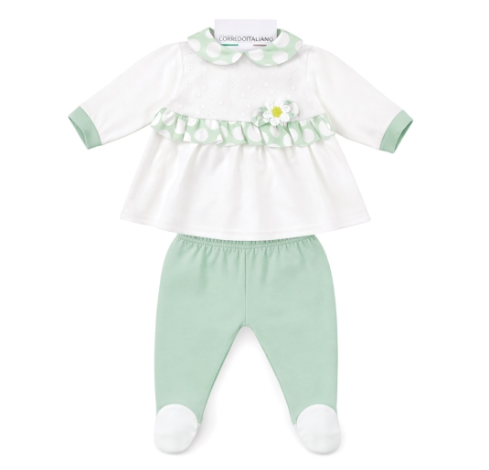Baby girl cotton outfit with embroidered tunic