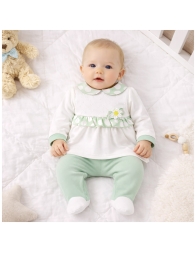 Baby girl cotton outfit two-piece with footed pants