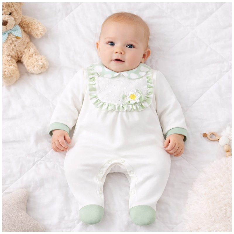 Tutina neonata in cotone jersey con piedini e bottoni al cavallo