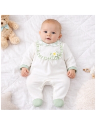 Baby girl cotton jersey sleepsuit with integrated feet
