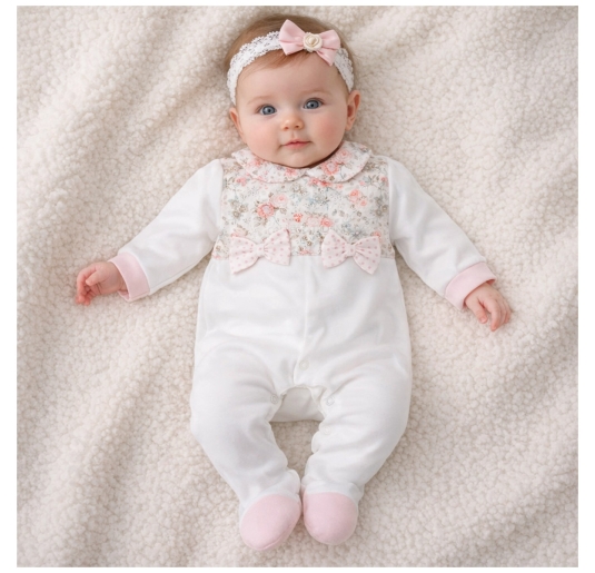 Baby girl cotton jersey romper Le Chicche TU7010 2