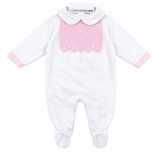 Cotton baby girl sleepsuit Nazareno Gabrielli with feet and pink details