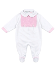 Cotton baby girl sleepsuit Nazareno Gabrielli with feet and pink details