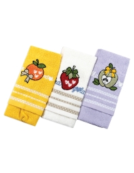 Set 3 strofinacci in spugna ricamati - Macedonia Due - Vingi