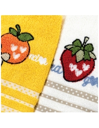 Set 3 strofinacci in spugna ricamati - Macedonia Due - Vingi