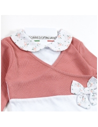 Cotton baby girl sleepsuit white and pink for newborns