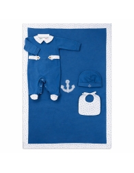Set corredino neonato cotone jersey bluette Klaiadì con tutina e copertina