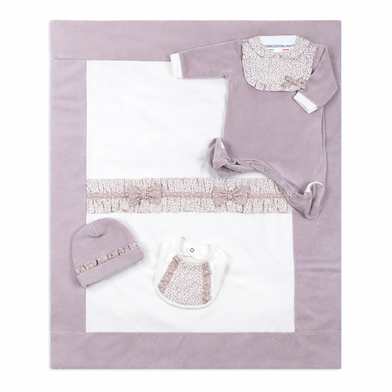 Velour Coming Home Set for Baby Girl by Le Chicche