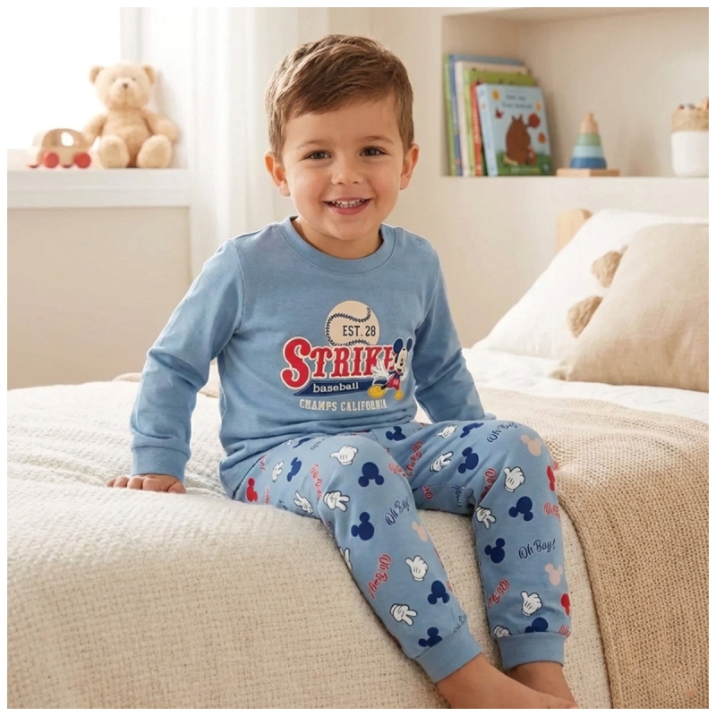 Pigiamino bimbo in caldo cotone interlock - Topolino - Disney HY03116B