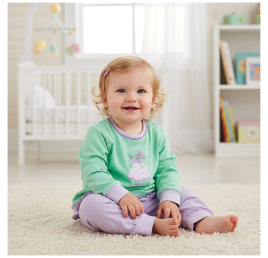 Pigiamino bimba caldo cotone interlock Baby Vip a pois con ricamo