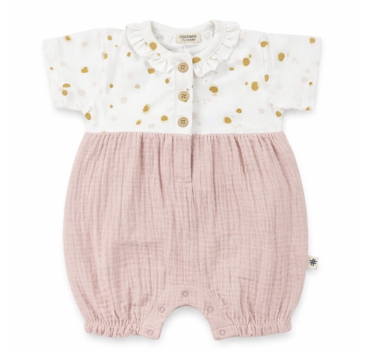 Pagliaccetto neonata cotone biologico rosa boho - Coccode' Firenze