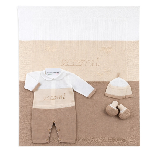 Set corredino prima uscita neonato in filo tricot - 3121C...