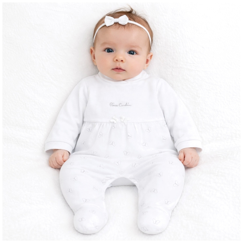 Tutina neonato in cotone Pierre Cardin con piedini fantasia delicata