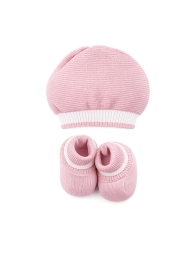 Newborn baby girl first outing layette set in knit – PE810 – Piccole Emozioni