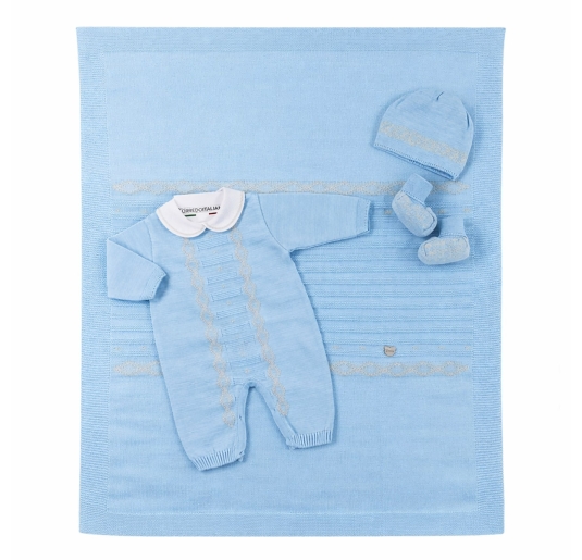 Set corredino nascita neonato in filo tricot - EB70A25 - Stella
