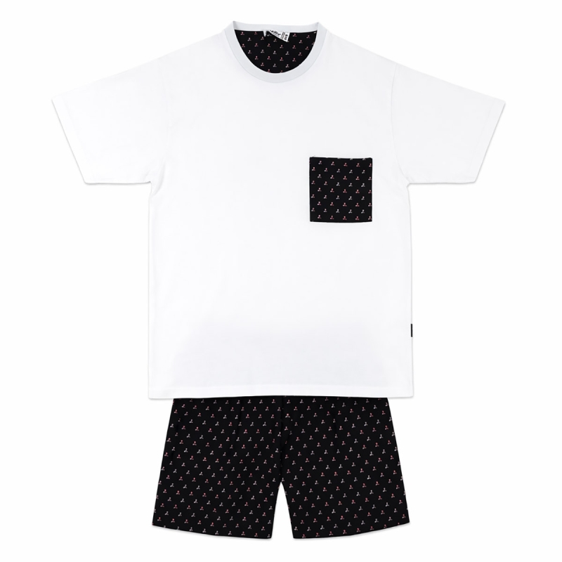 Men’s short crew-neck pajama set with...