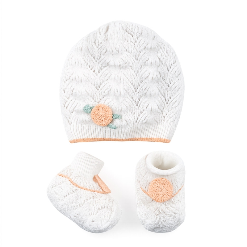 Hat with shoes Baby Girl Layette Set in Tricot Knit - EK40A26 - Stella