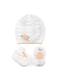 Hat with shoes Baby Girl Layette Set in Tricot Knit - EK40A26 - Stella