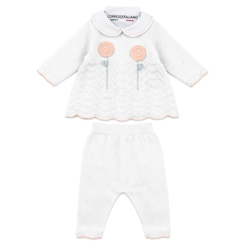 Dress Baby Girl Layette Set in Tricot Knit - EK40A26 - Stella
