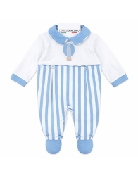 Nazareno Gabrielli cotton baby sleepsuit blue striped | Corredoitaliano