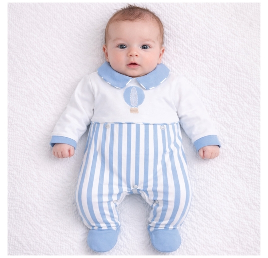 Nazareno Gabrielli cotton baby sleepsuit blue striped | Corredoitaliano 2