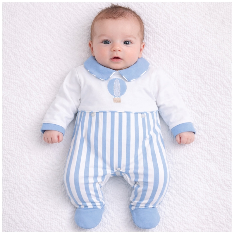 Nazareno Gabrielli cotton baby sleepsuit with hot air balloon embroidery