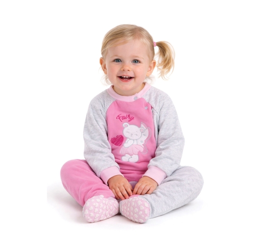 Baby girl zip pajamas with fleece lining - NG225012 - Nazareno Gabrielli
